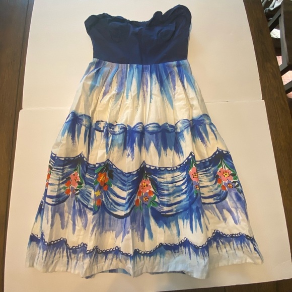 Nathalie Lete Paris Floral Strapless Dress Size 0 B4 - Picture 1 of 4